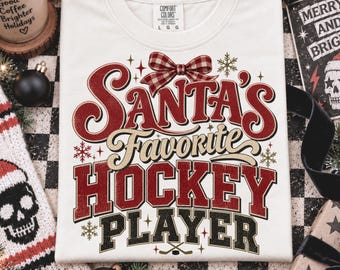 Santa’s Favorite Hockey Player PNG, Retro Christmas Sports Design