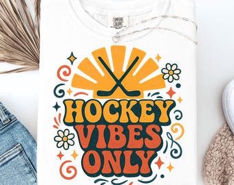 Hockey Vibes Only PNG | Retro Vintage Hockey Digital Download for Sublimation, Shirts & Crafts