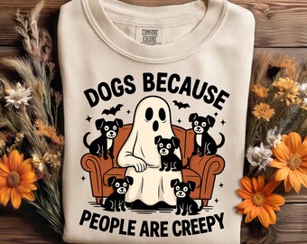 Fantasma con perros PNG / Divertido Halloween para amantes de los perros: descarga digital para sublimación, camisetas y manualidades