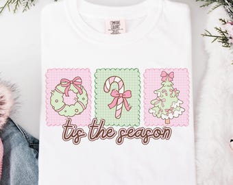 Pastel Christmas PNG | Pink Tis the Season Digital Download for Sublimation, Shirts, & Crafts
