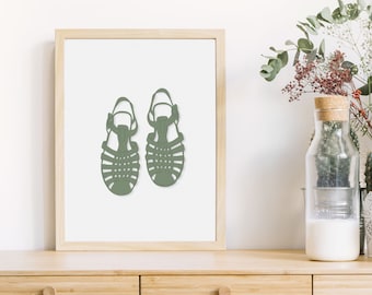 Jellyfish sandals frame for children's room or birth gift