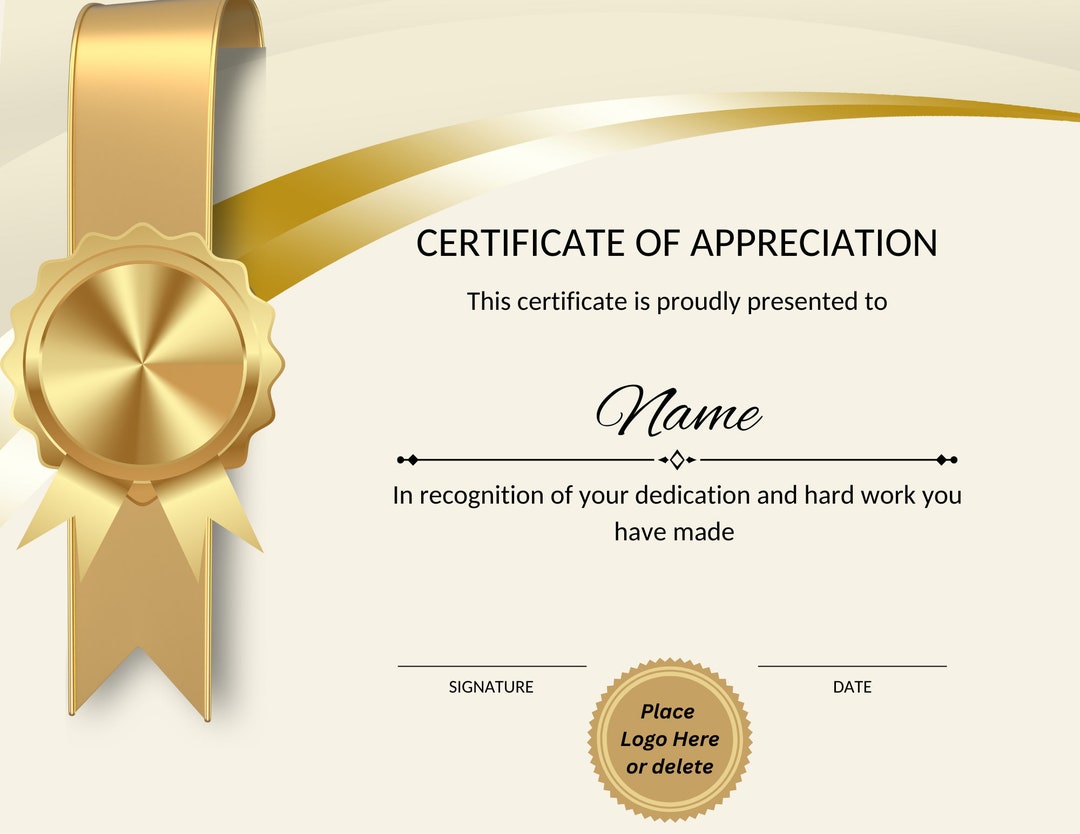 Editable Achievement Award Certificate - Etsy UK