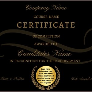 Editable Elegant Graduation Certificate. Fully editable and printable certificate. Diploma Certificate, Awards Certificate