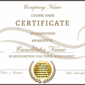 Editable Elegant Graduation Certificate. Fully editable and printable certificate. Diploma Certificate, Awards Certificate