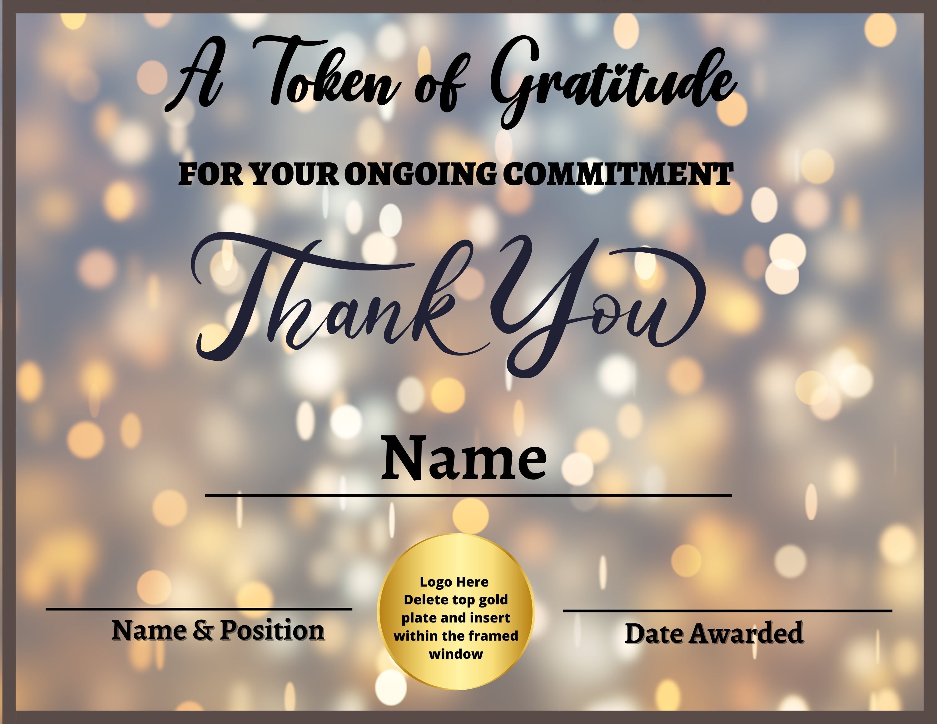 Editable Thank You Certificate Recognition Certificate Appreciation 