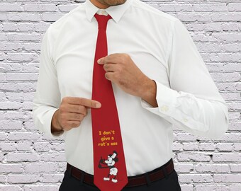 Cravatta divertente Topolino Non me ne frega niente IDGAF Umorismo per adulti Divertimento Ridere Scherzo Abito Cravatta semi-formale