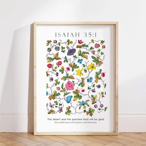 Isaiah 35:1 NIV | Bible Verse Wall Art | Digital Scripture Print | Modern Christian Decor | Motivational and Inspirational Art