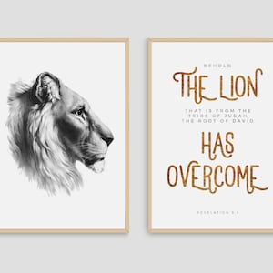 Lion of Judah Set of 2  | Lion Art Print | Revelation Scripture | Tribe of Judah | Bible Verse | Instant Download