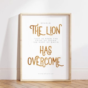 Lion of Judah Verse | Lion Art Print | Revelation Scripture | Tribe of Judah | Bible Verse | Instant Download