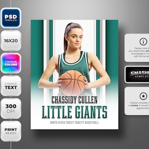 Photoshop Sports Poster Template for any sport - 16x20 Multi Sport Digital Template - Instant Download - Diagonal Lines