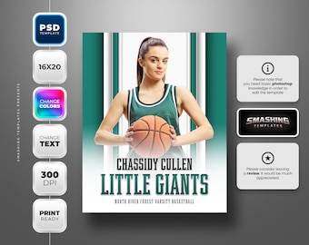 Multi Sport Photoshop Poster Template: 16x20 Diagonal Design (Digital Download)