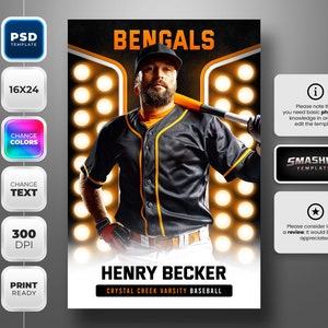 Photoshop Banner Template for all sports - Fully editable - 16x24 - Instant Download - Reflectors