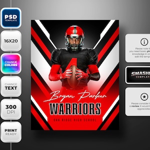 Photoshop Poster Template for all sports - Fully editable - 16x20 - Instant Download - Triple Lines