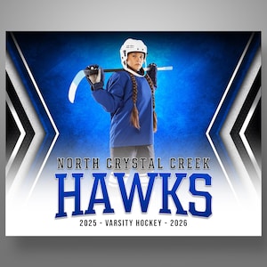 Photoshop Team Banner Template for all sports - Fully editable - 8x10 horizontal - Instant Download - Legendary