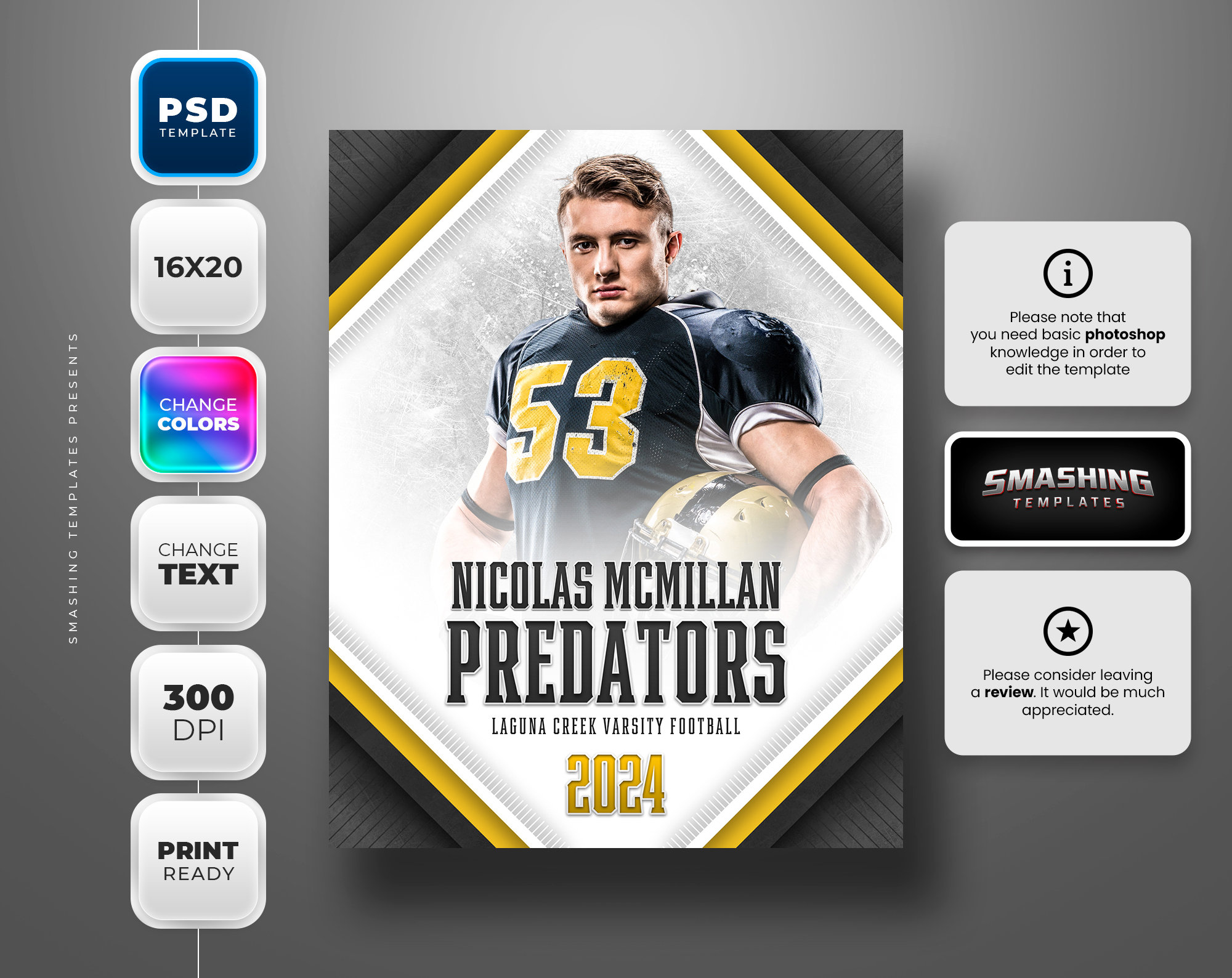 Photoshop Sports Poster Template for Any Sport 16x20 Digital Sports ...