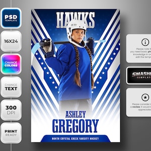 Photoshop Banner Template for all sports - Fully editable - 16x24 - Instant Download - Top Star