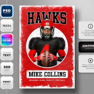 Photoshop Banner Template for all sports -Fully editable - 16x24 - Instant Download - Grunge
