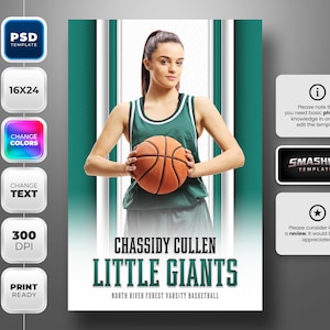 Photoshop Sports Banner Template for any sport - Fully editable - 16x24 - Instant Download - Diagonal Lines