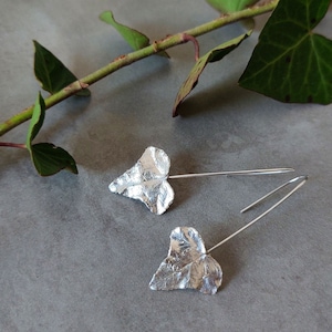 Silver ivy leaf drop earrings | Real ivy leaf dangle earrings | Nature inspired ivy earrings | Birthday gift for her | Anniversary gift