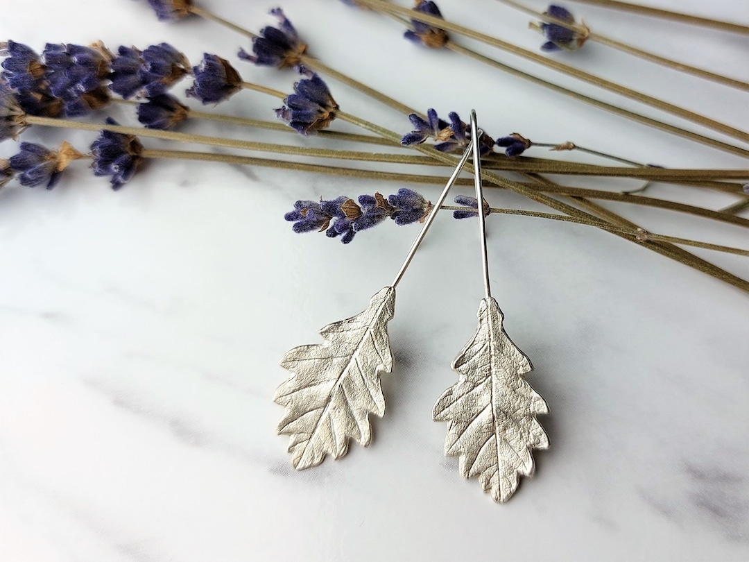 •OAK LEAF• recycled silver stud earrings