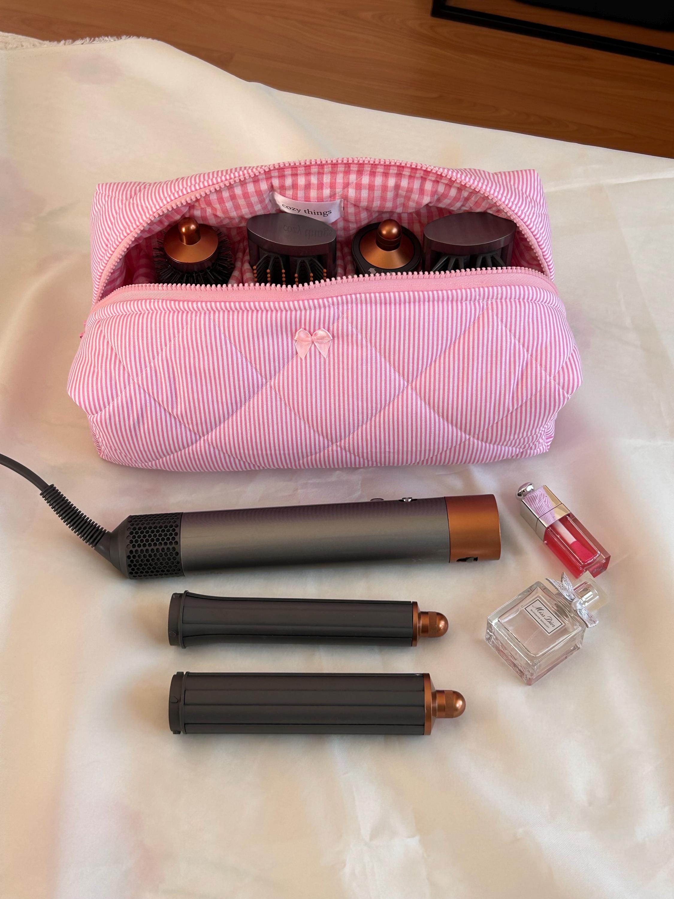 Pink Striped Hair Tool Bag, Dyson Airwrap/airstrait Bag, Quilted