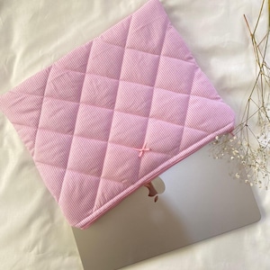 Pink Lined Laptop Bag Laptop Bag Pink Floral Laptop Bag Laptop Sleeve Laptop pouch 13, MacBook Bag 14 Cute Laptop Bag Bild 1