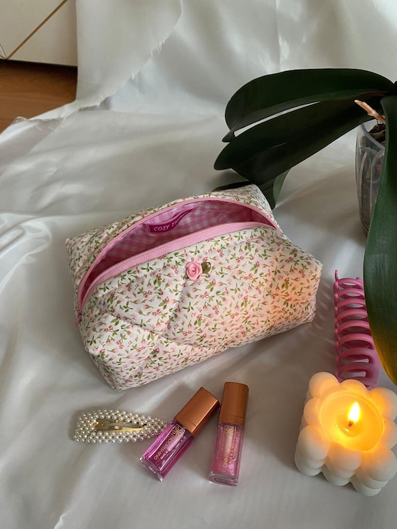 Coquette Pink Floral Makeup Bag Pink Makeup Bag Aesthetic Cosmetic