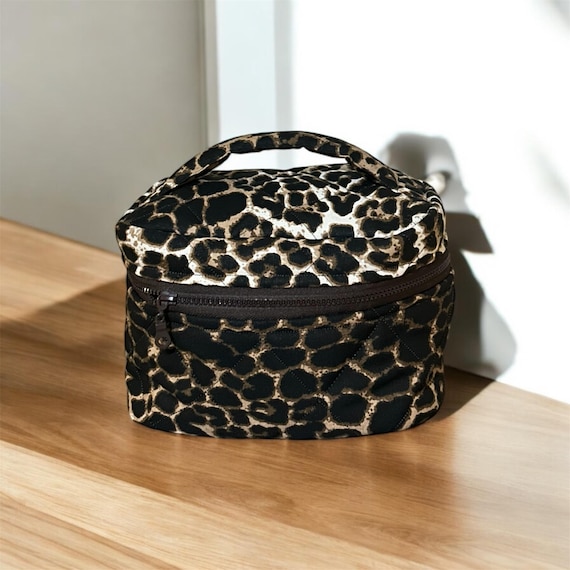 Leopard Pattern Vanity Bag, Aesthetic Vanity Bag, Travel Bag, Makeup Bag,  Handmade Vanity Bag, Cosmetic Case For Travel Toiletries
