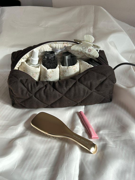 Brown Hair Tool Bag, Dyson Airwrap/Airstrait Bag, Quilted Organizer Bag,  Cotton Travel Bag, Women Bag, Christmas Gift for her - Etsy.de
