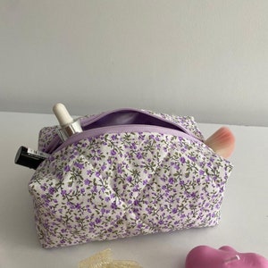 Makeup Bag - Cosmetic Bag - Lilac Floral Makeup Bag - Travel Bag - Toiletry Bag