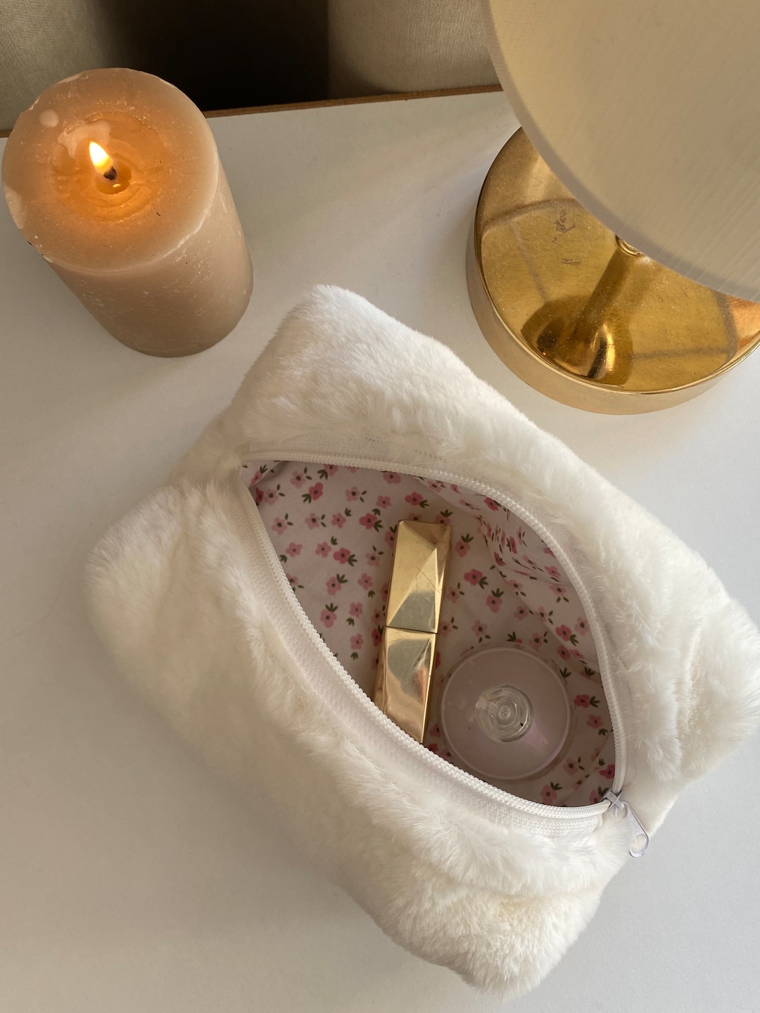 Fluffy makeup bag hotsell