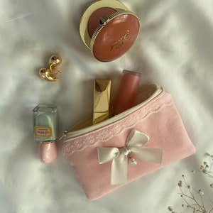 Bolsa de moedas de renda rosa, presente para ela, bolsa de moedas coquete, bolsa de moedas fofa