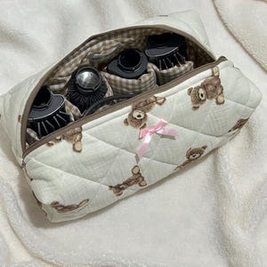 Sac à outils de coiffure à motif floral, sac Dyson Airwrap/Airstrait, sac de rangement matelassé, sac de voyage en coton, sac pour femme, sac à outils de coiffure à motif floral rose