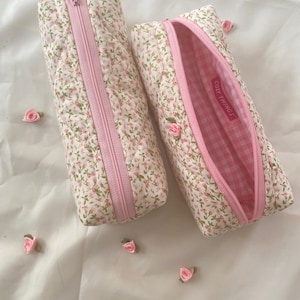 Trousse à crayons à fleurs roses - Jolie trousse à crayons - Cadeau pour meilleurs amis - Pochette à crayons