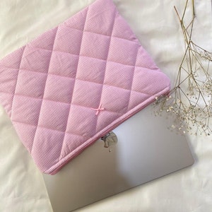 Pink Lined Laptop Bag Laptop Bag Pink Floral Laptop Bag Laptop Sleeve Laptop pouch 13, MacBook Bag 14 Cute Laptop Bag image 3