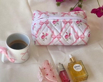 Coquette Pouch, Ribbon Makeup Bag, Coquette Aesthetic, Aesthetic Cosmetic Bag, Gift for Her