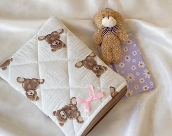 Kindle Pouch, Teddy Bear Kindle Pouch, Kindle Case with Bow, Cute Kindle Sleeve, Gift for Her, Aesthetic Kindle Case