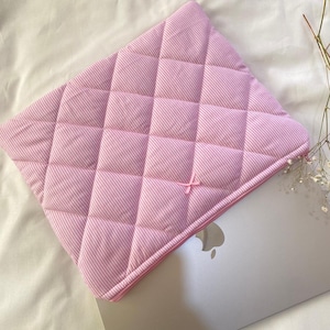 Pink Lined Laptop Bag Laptop Bag Pink Floral Laptop Bag Laptop Sleeve Laptop pouch 13, MacBook Bag 14 Cute Laptop Bag Bild 2