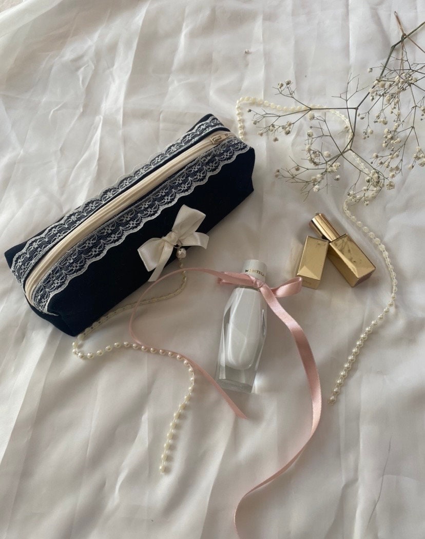 Black Pencil Case- Cute Pencil Case- Coquette Pen Case- Pencil Pouch