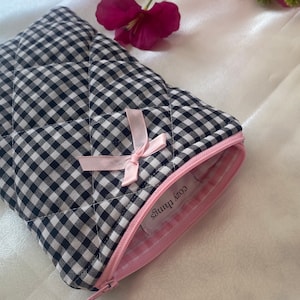Kindle Pouch, Floral Kindle Case, Gingham Kindle Pouch, Kindle Case with Bow, Cute Kindle Sleeve, Gift for Her, Coquette Kindle Case image 3