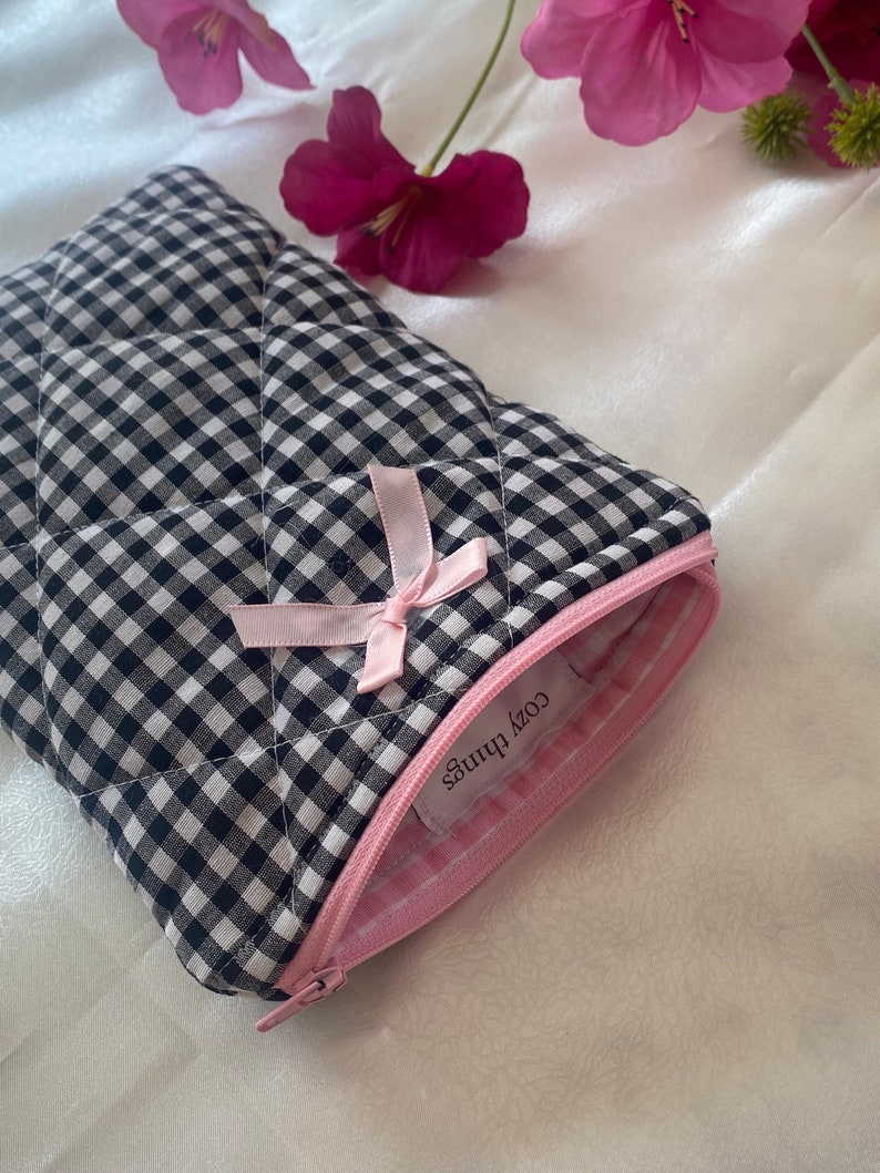 Kindle Pouch, Floral Kindle Case, Gingham Kindle Pouch, Kindle Case with Bow, Cute Kindle Sleeve, Gift for Her, Coquette Kindle Case image 3