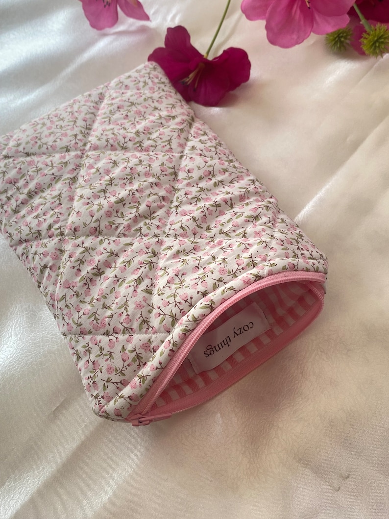 Kindle Pouch, Floral Kindle Case, Gingham Kindle Pouch, Kindle Case with Bow, Cute Kindle Sleeve, Gift for Her, Coquette Kindle Case image 4