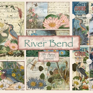River Bend Journal Kit: Vintage Ephemera, Collage Pages (Digital Download)
