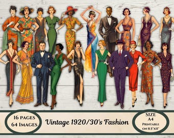 ヴィンテージ メンズ ファッション クリップ アート バンドル | 1930