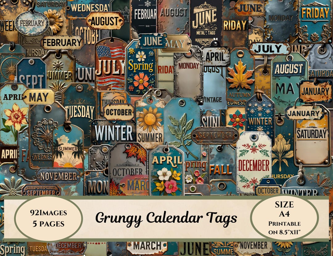 Grungy Metal Month Tags: Vintage Ephemera for Junk Journals (PDF ...