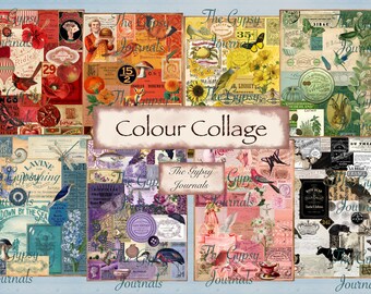 Colour Collage Sheets Journal Kit - Digital Master Boards | Journaling | Collage | Decoupage | Ephemera | Scrapbooking