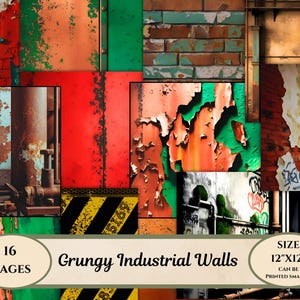 Grungy Industrial Backing Papers | 16 Images | Digital Download | Printable | Grunge Style | Junk Journaling | Collage | Ephemera