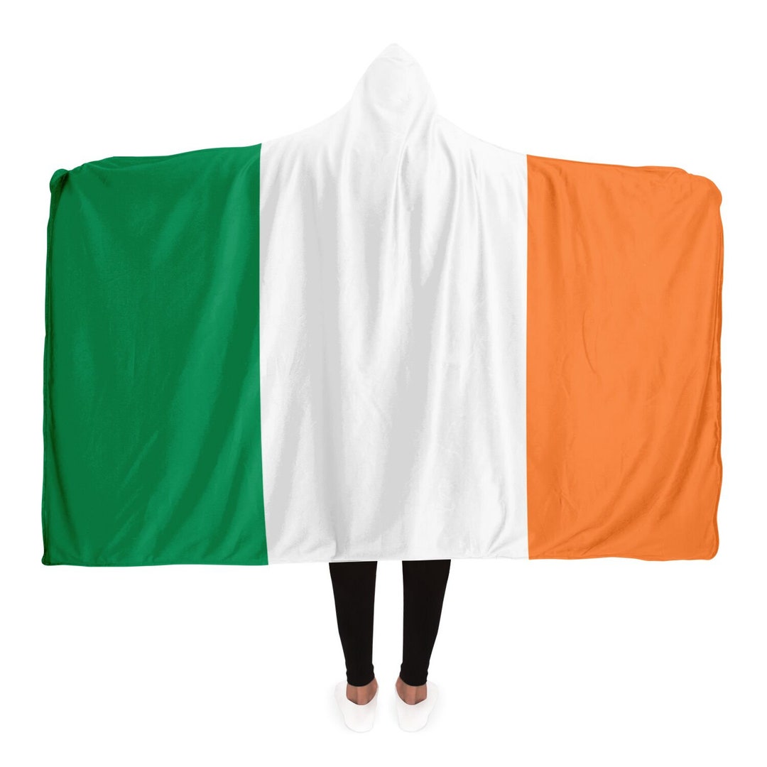 Irish Flag Hoodie Blanket Warm Cozy Blanket Irish Flag Soft Sherpa