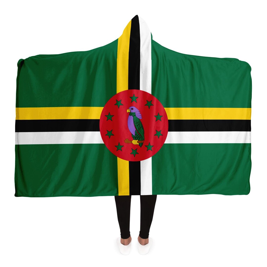 Dominica Flag Hoodie Blanket Warm Cozy Blanket Dominican Flag Soft