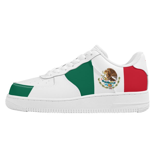 Mexican Flag Shoe Low-Top Sneaker Mexican Style Shoe Hispanic Style Sneaker Mexican Flag Shoe Cute Mexican Pride Hispanic Kicks Casual Shoes